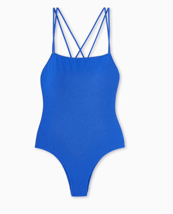 Maillot de bain 1 pièce en maille reliéfée bleu électrique - Pimkie