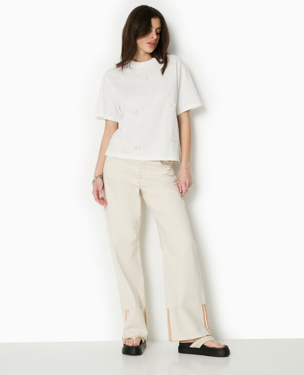 T-shirt ample avec nœuds en perles blanc - Pimkie