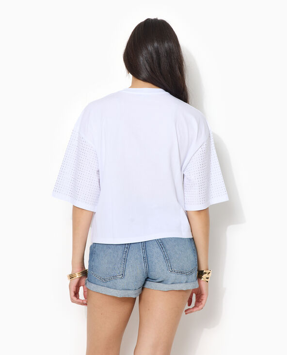 T-shirt manches courtes avec strass en all over blanc - Pimkie