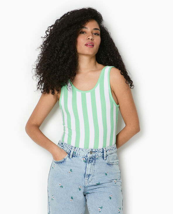 Body maille reliefée rayé vert clair - Pimkie