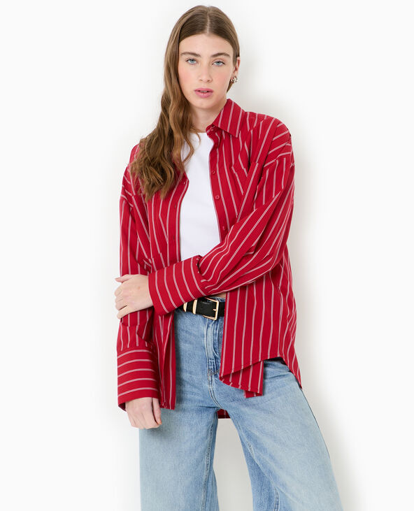 Chemise oversize rayée avec poches rouge - Pimkie