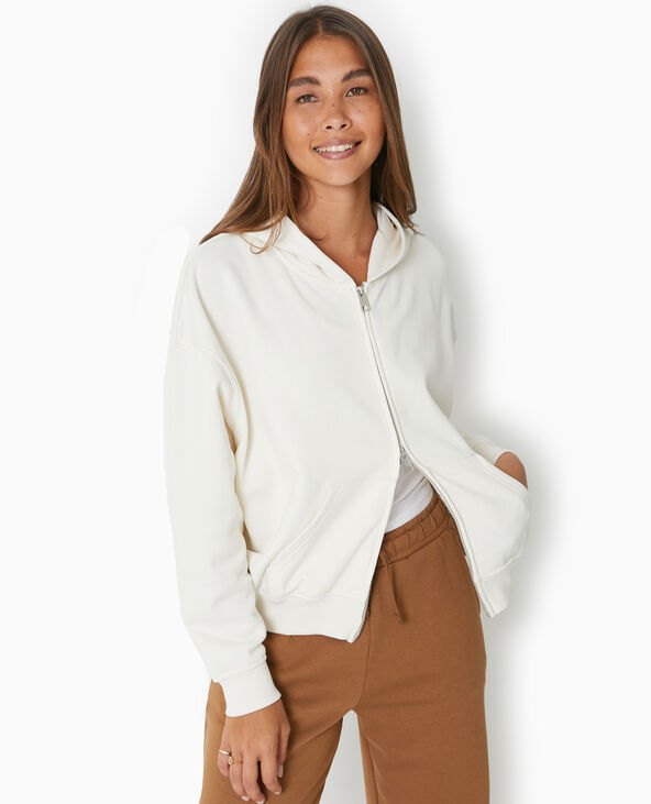 Sweat zippé avec capuche blanc - Pimkie