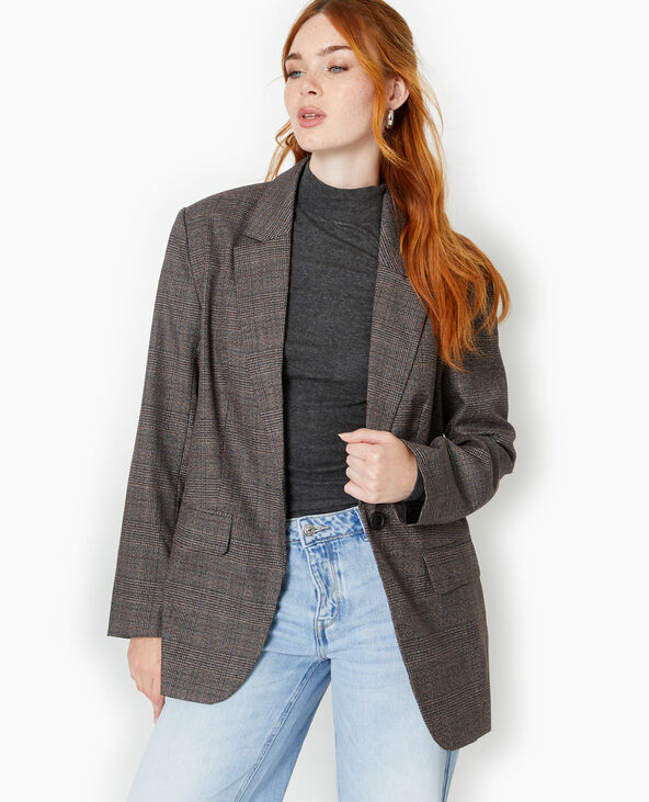 Veste blazer motif carreaux noir - Pimkie