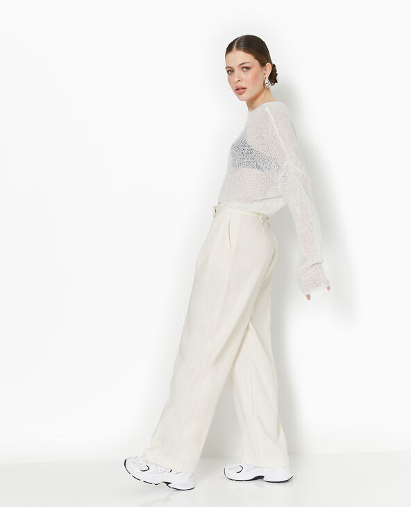 Pantalon large et droite avec pinces beige - Pimkie