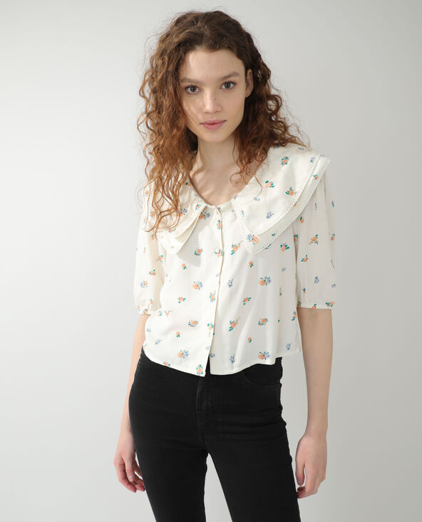 Chemise fleurie maxi col écru - Pimkie