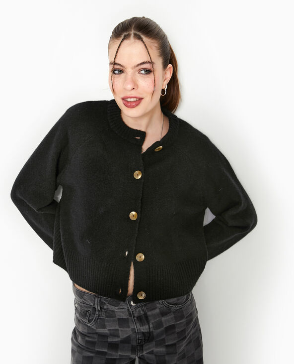 Gilet col rond noir - Pimkie