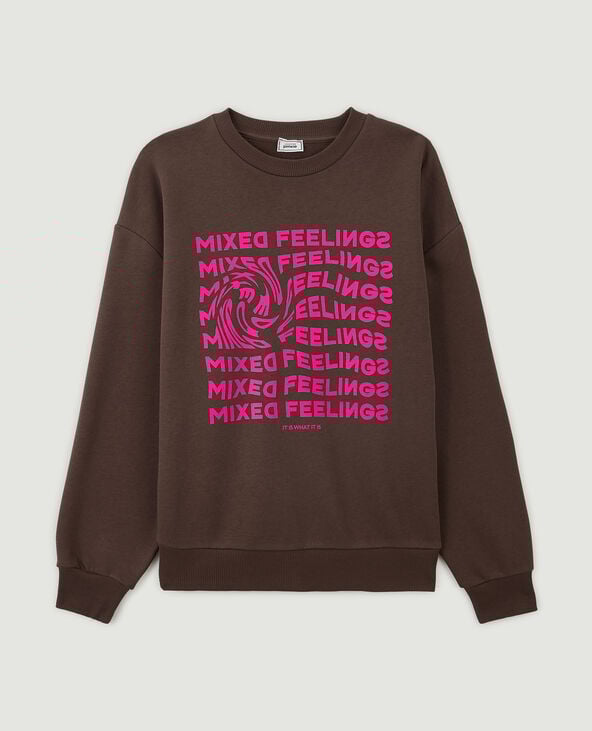 Sweat oversized avec inscription marron - Pimkie