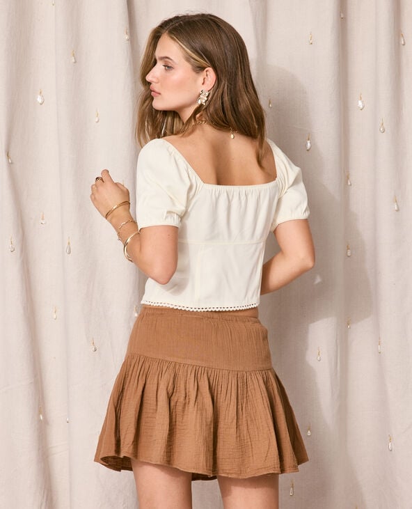 Blouse manches ballons avec finitions croquet écru - Pimkie