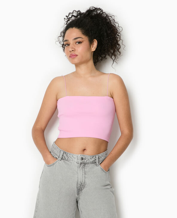 Top bandeau court avec bretelles fines rose - Pimkie