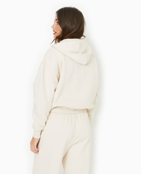 Sweat zippé avec capuche écru - Pimkie