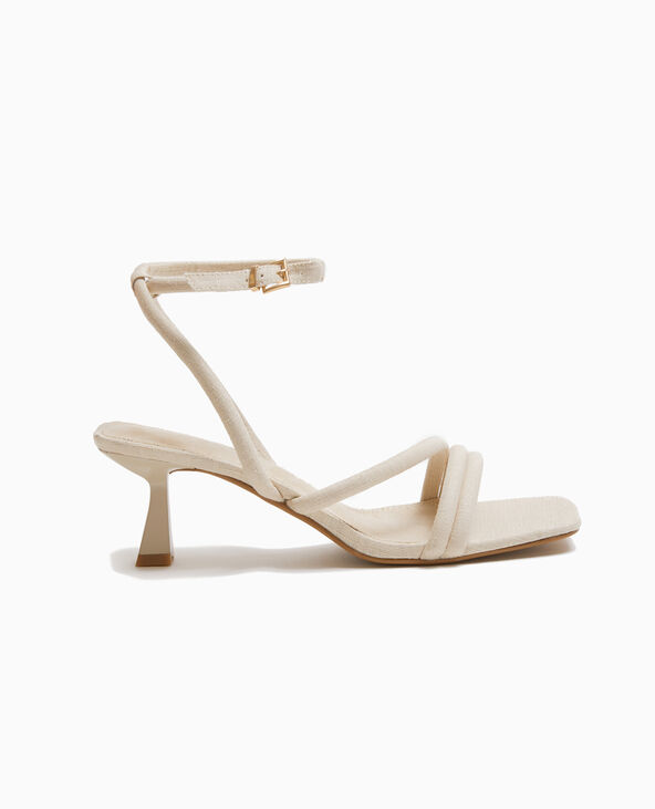 Sandales à talon tissu effet lin blanc - Pimkie
