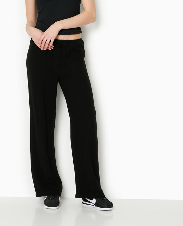 Pantalon large et droit avec taille élastiquée noir - Pimkie