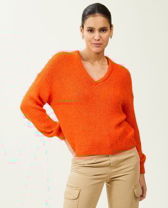 Pull col V orange - Pimkie