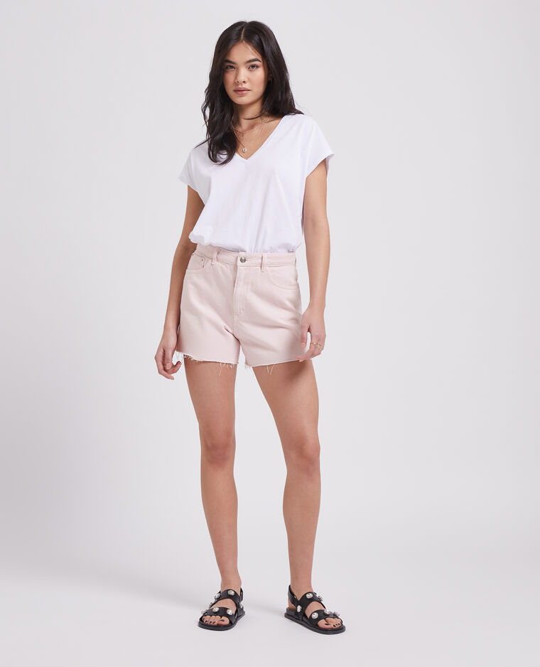 Short en jean taille haute rose - Pimkie