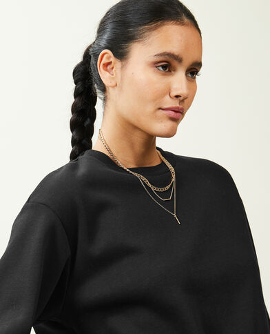 Sweat court col rond noir - Pimkie