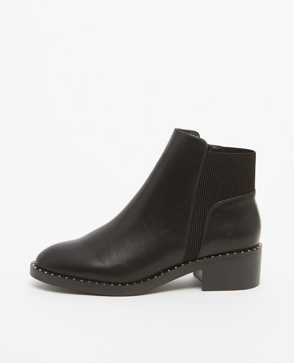 Bottines en simili cuir noir - Pimkie