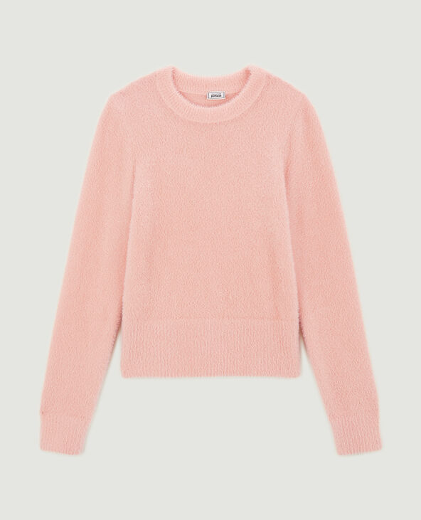 Pull en maille poilue et extensible rose clair - Pimkie