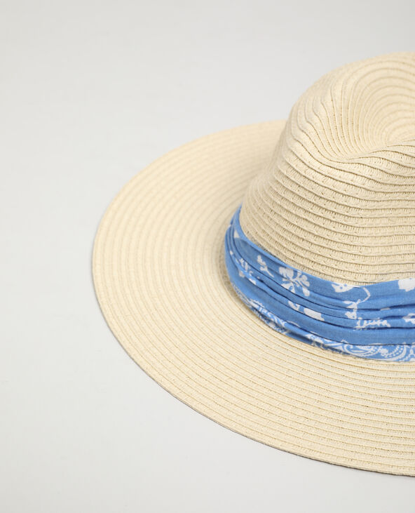 Chapeau de paille avec bandana beige - Pimkie