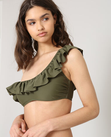 Haut de bikini volanté taupe - Pimkie