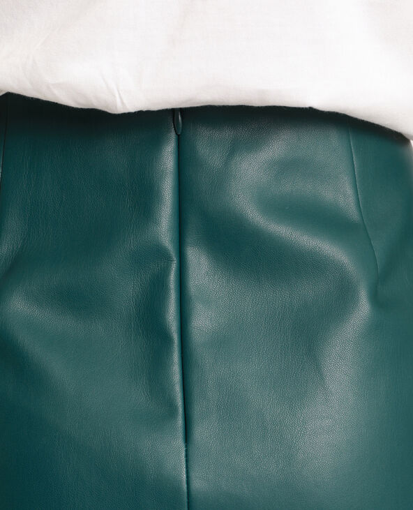 Jupe en faux cuir vert foncé - Pimkie