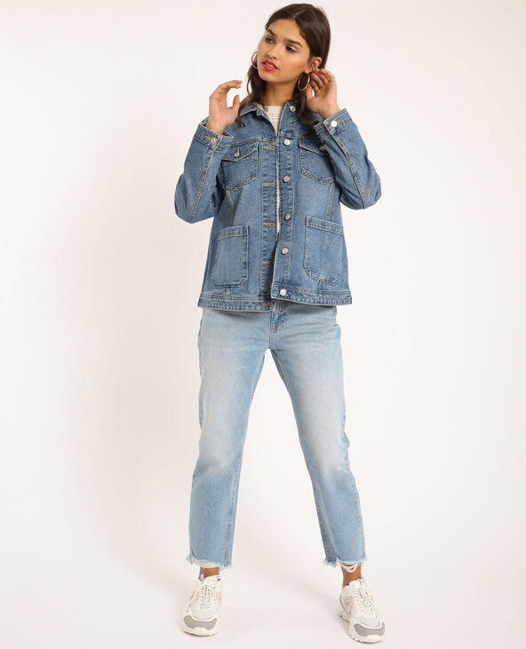 Veste en jean en matière recyclée bleu foncé - Pimkie