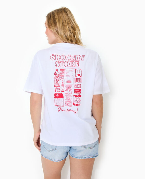 T-shirt oversize avec print poitrine et dos blanc - Pimkie