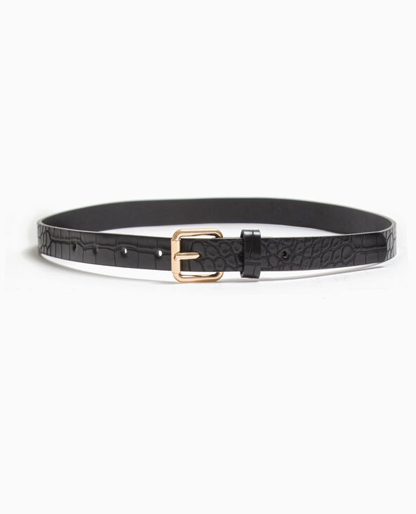 Ceinture fine effet croco noir - Pimkie