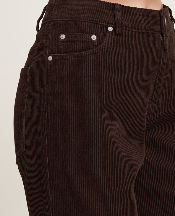 Pantalon droit en velours côtelé marron - Pimkie