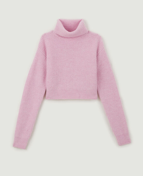 Pull court à col roulé rose - Pimkie