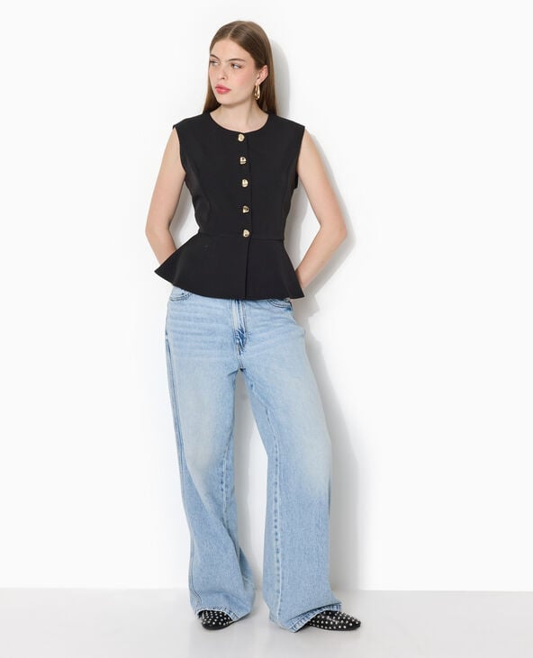 Veste sans manches peplum avec boutons fantaisie noir - Pimkie