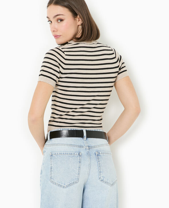 Pull manches courtes en maille fine écru - Pimkie