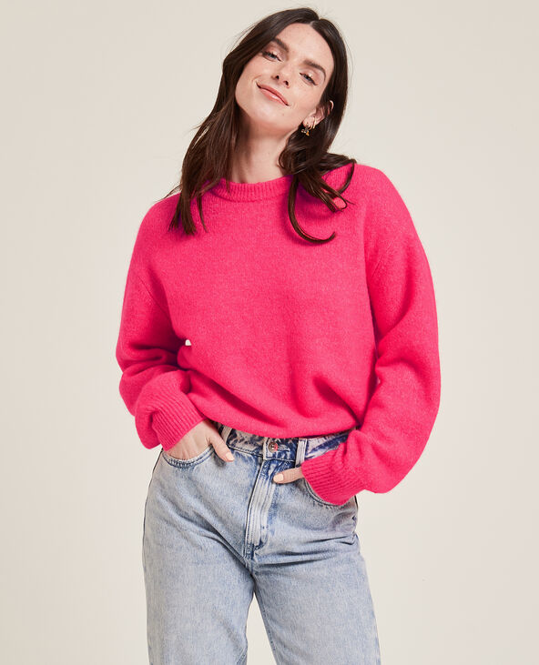 Pull maille col rond rose fuchsia - Pimkie