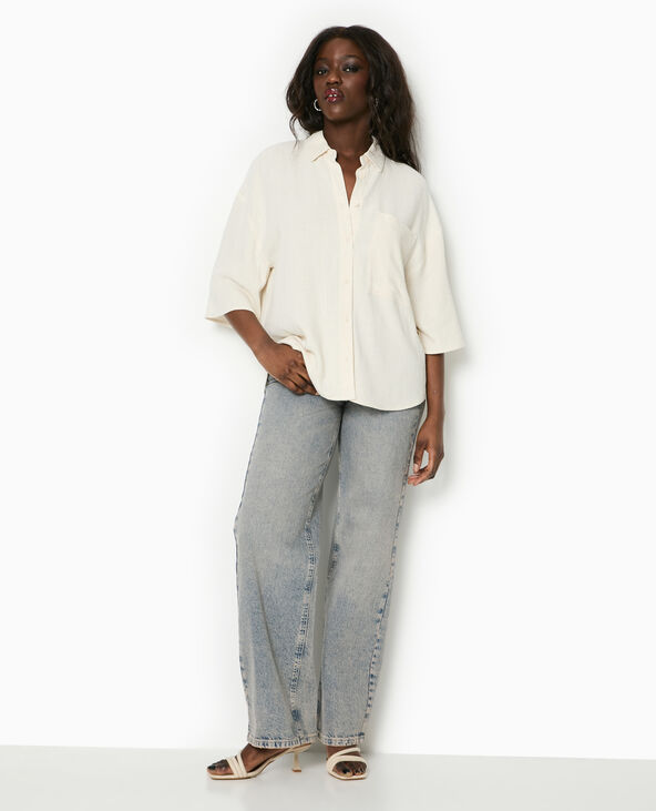 Chemise oversize avec lin beige - Pimkie