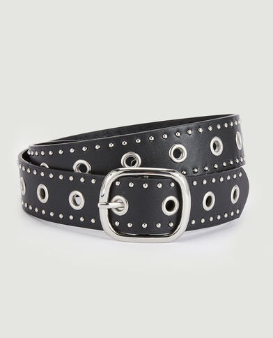 Ceinture avec œillets et clous noir - Pimkie