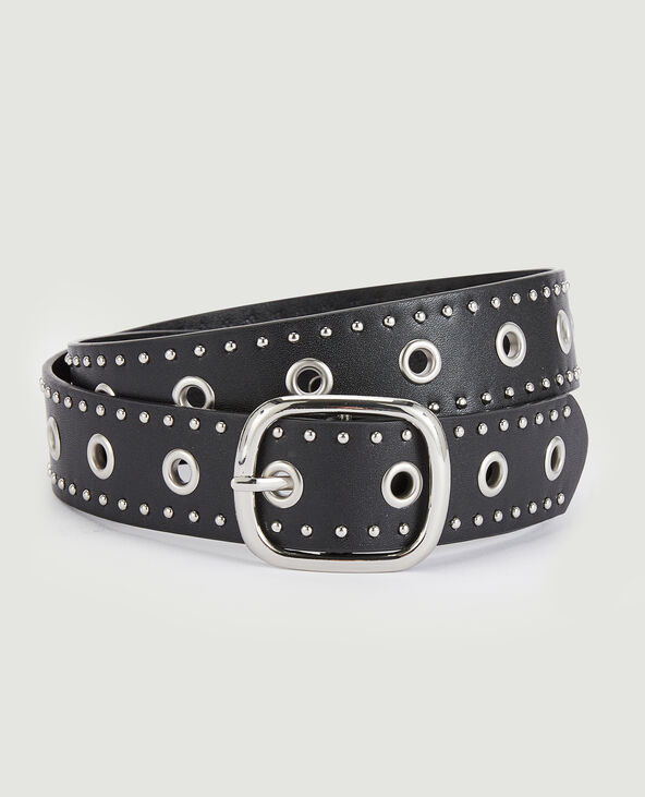 Ceinture avec œillets et clous noir - Pimkie