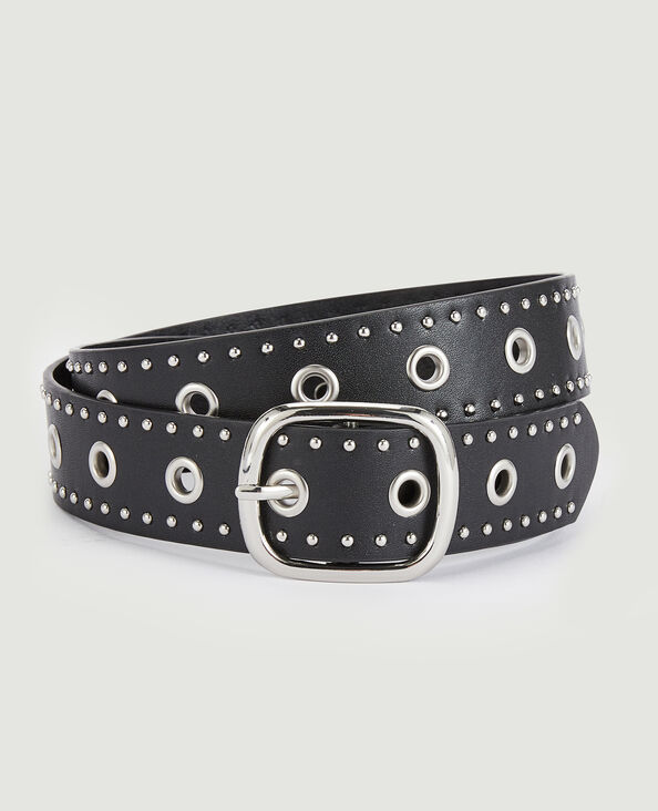 Ceinture avec œillets et clous noir - Pimkie