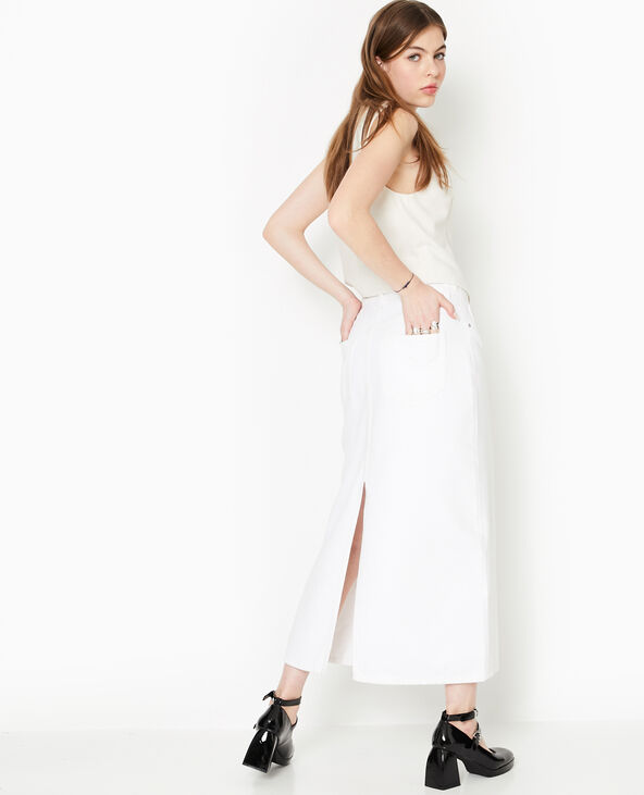 Jupe longue en jean avec fentes blanc - Pimkie