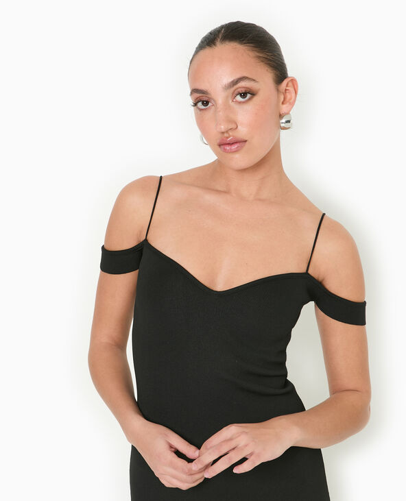 Robe en maille encolure Bardot noir - Pimkie