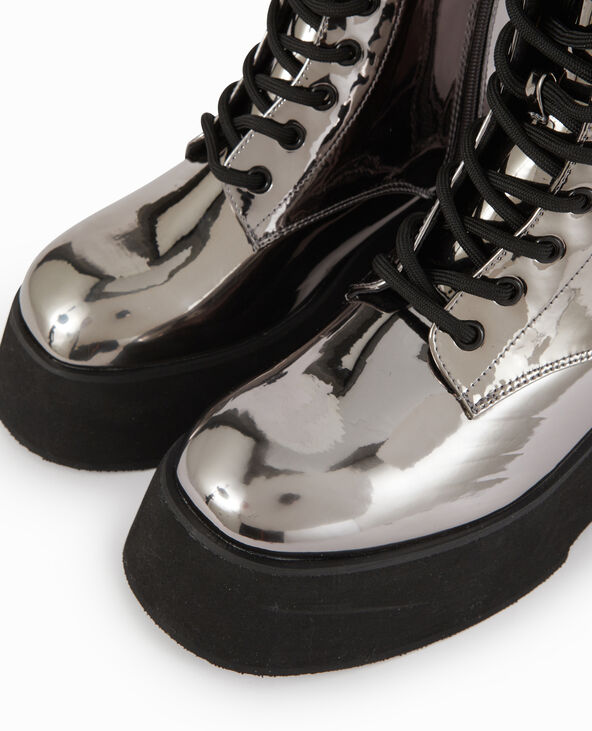 Bottines argent effet miroir semelles compensées argenté - Pimkie
