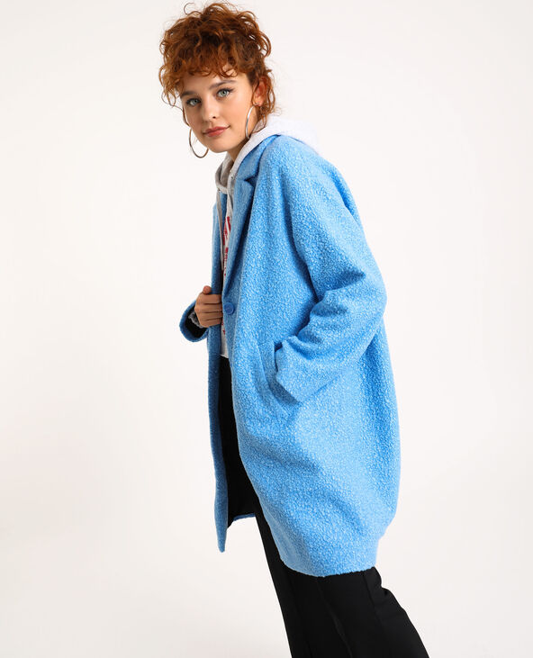 Manteau maille bouclette bleu - Pimkie