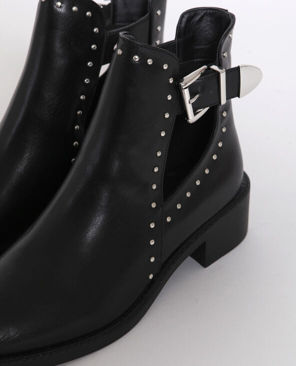 Boots en simili cuir noir - Pimkie