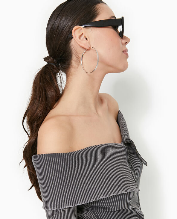 Top zippé encolure Bardot  gris - Pimkie