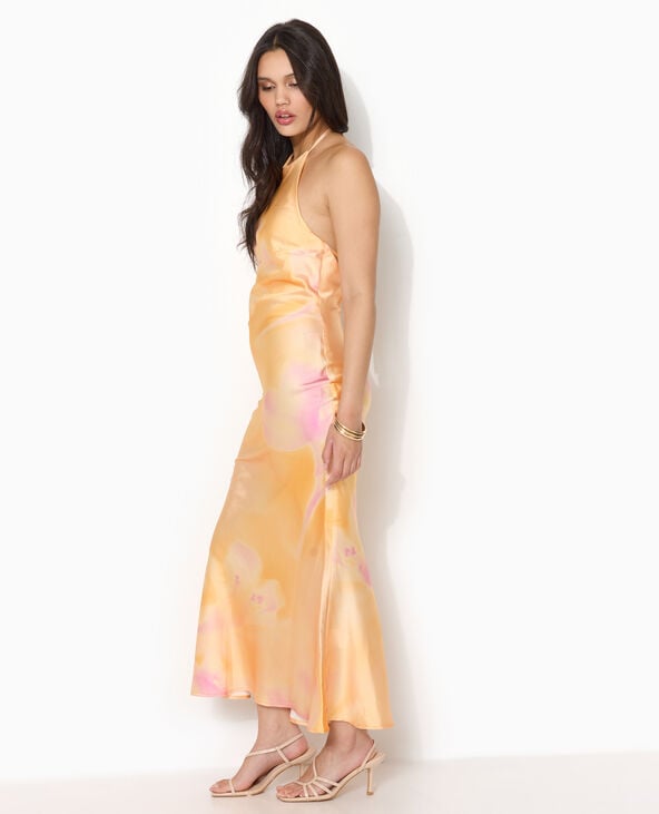 Robe longue dos-nu forme sirène en satin rose clair - Pimkie