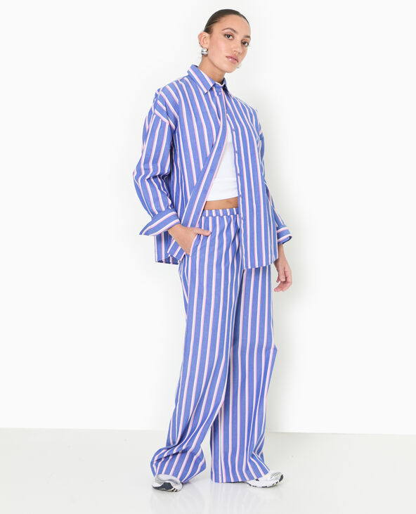 Chemise oversize rayée esprit pyjama d'homme bleu - Pimkie