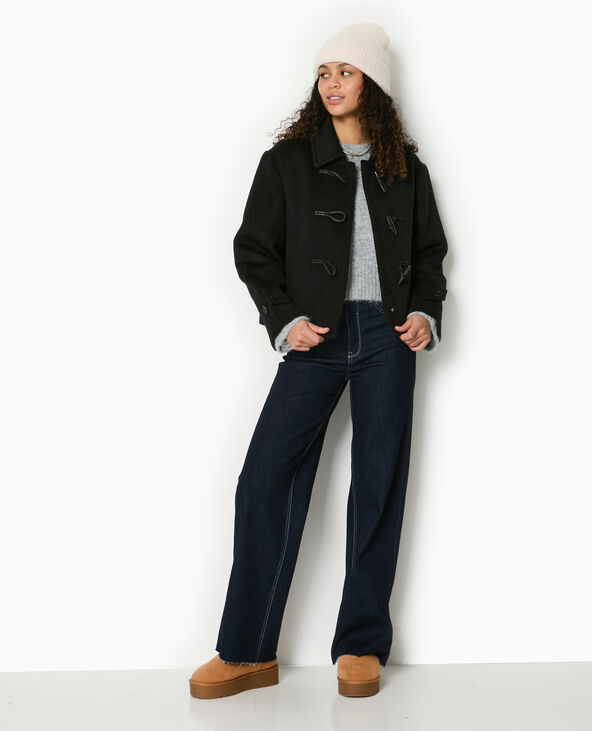 Manteau court et droit avec boutons duffle coat noir - Pimkie