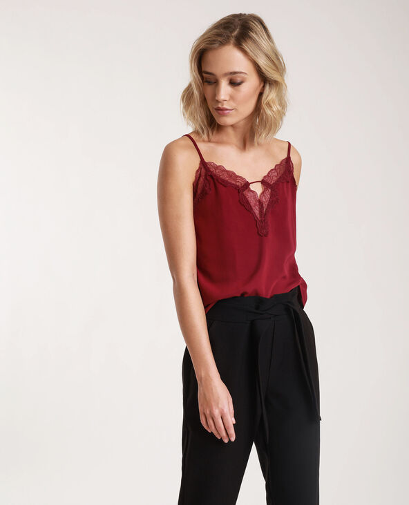 Top à dentelle bordeaux - Pimkie