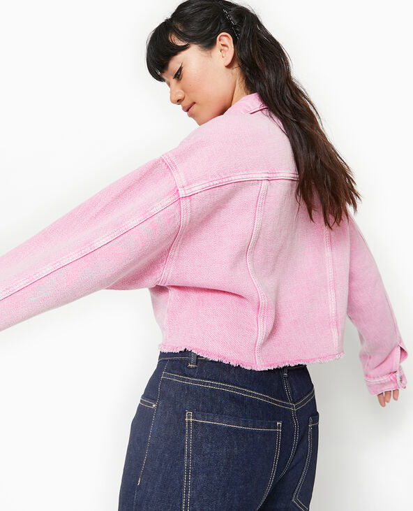 Veste en jean coupée cropped rose - Pimkie