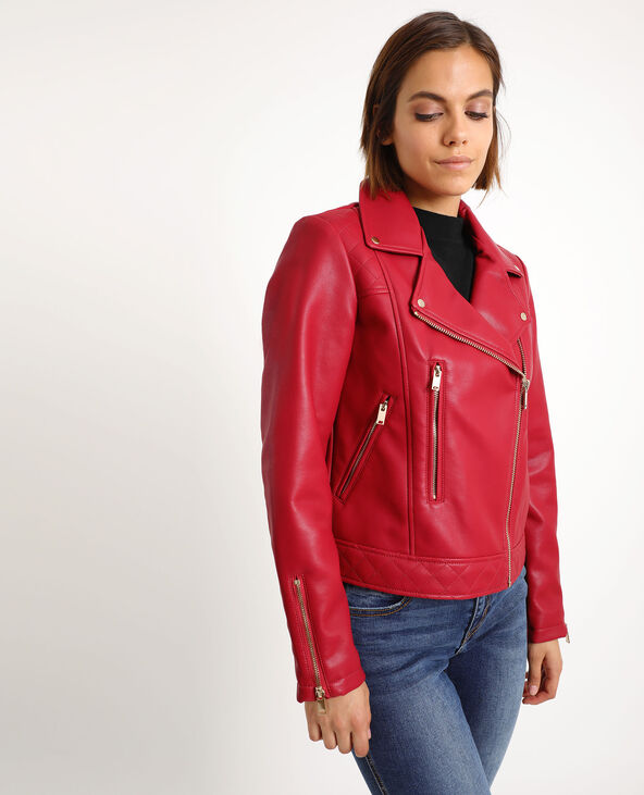 Veste biker en faux cuir rouge - Pimkie