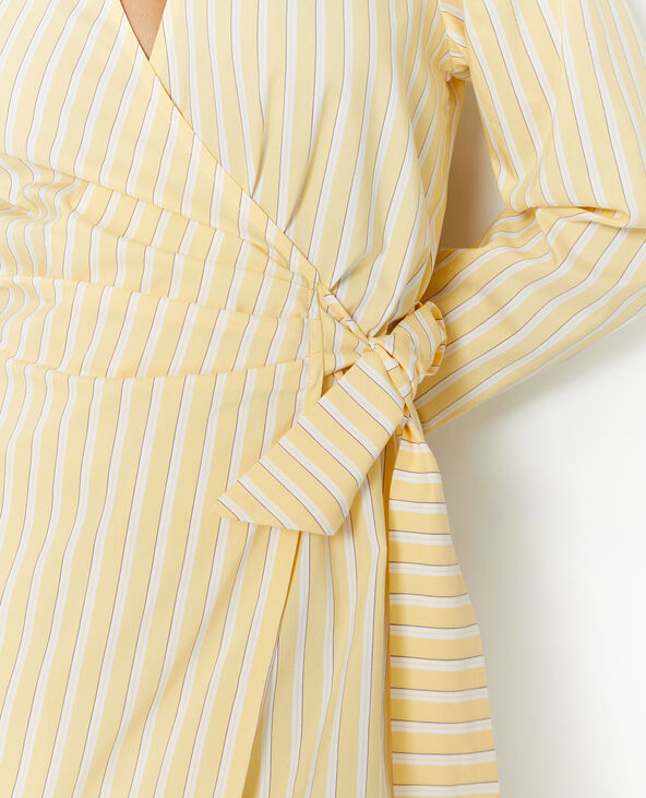 Robe cache-cœur courte rayée beige - Pimkie