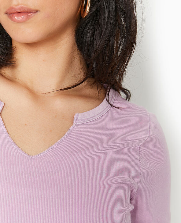 Top manches longues en maille côtelée rose - Pimkie